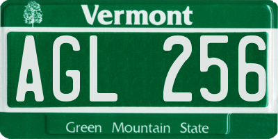 VT license plate AGL256