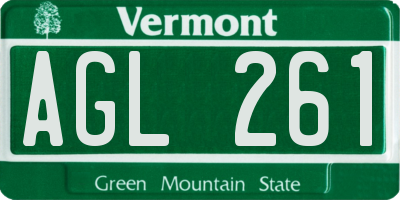 VT license plate AGL261
