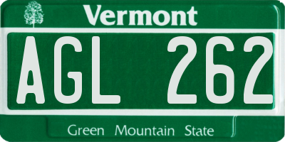 VT license plate AGL262