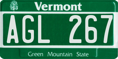 VT license plate AGL267