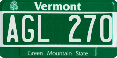 VT license plate AGL270