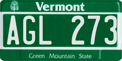 VT license plate AGL273
