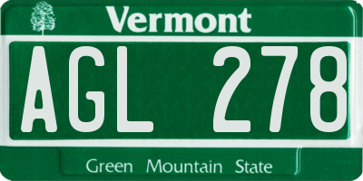 VT license plate AGL278