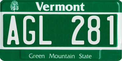 VT license plate AGL281