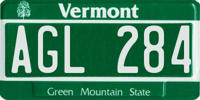 VT license plate AGL284