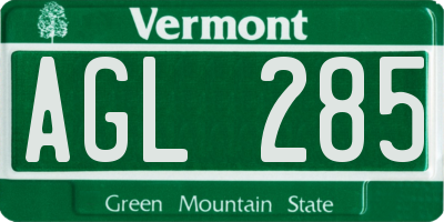 VT license plate AGL285