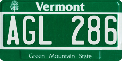 VT license plate AGL286
