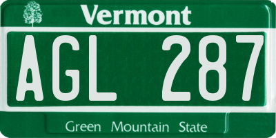 VT license plate AGL287