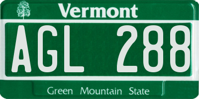 VT license plate AGL288