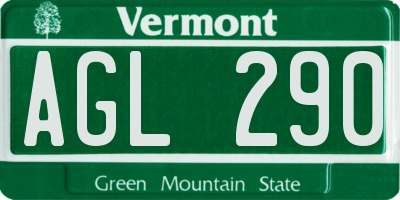 VT license plate AGL290