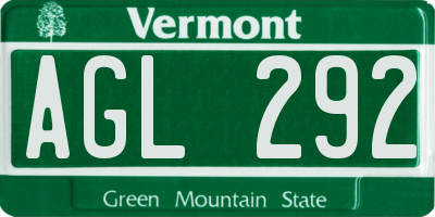 VT license plate AGL292