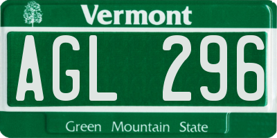 VT license plate AGL296