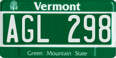 VT license plate AGL298