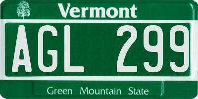 VT license plate AGL299