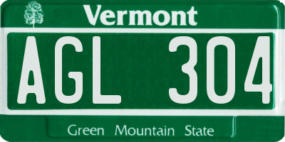 VT license plate AGL304