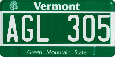 VT license plate AGL305