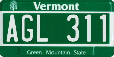 VT license plate AGL311