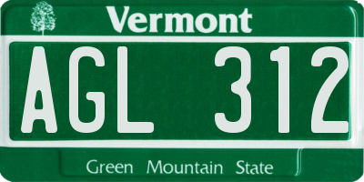 VT license plate AGL312