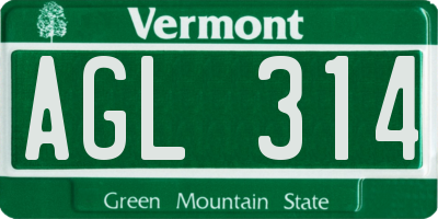 VT license plate AGL314