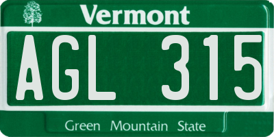 VT license plate AGL315