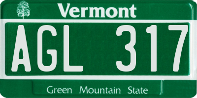 VT license plate AGL317