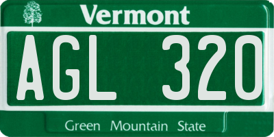 VT license plate AGL320