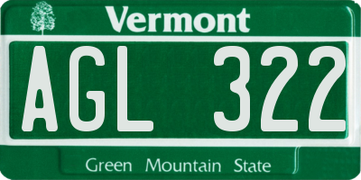 VT license plate AGL322