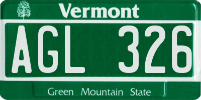 VT license plate AGL326