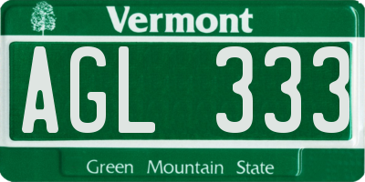 VT license plate AGL333