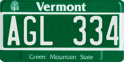 VT license plate AGL334