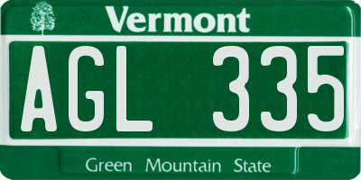 VT license plate AGL335