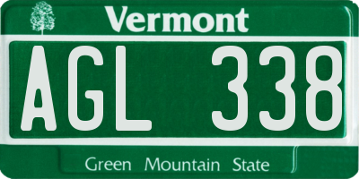 VT license plate AGL338