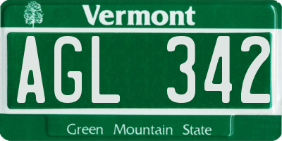 VT license plate AGL342