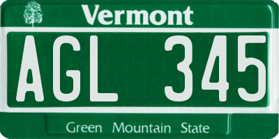 VT license plate AGL345
