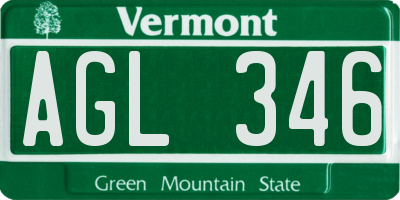 VT license plate AGL346