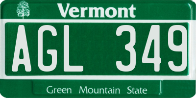 VT license plate AGL349
