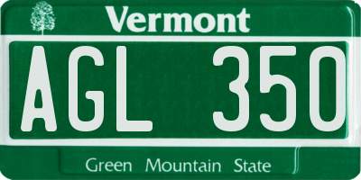 VT license plate AGL350