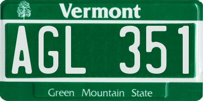 VT license plate AGL351