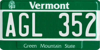 VT license plate AGL352