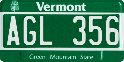 VT license plate AGL356