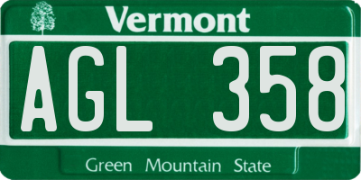 VT license plate AGL358
