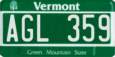 VT license plate AGL359