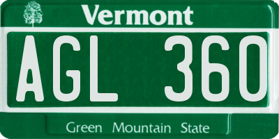 VT license plate AGL360