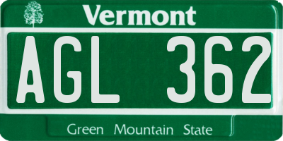 VT license plate AGL362