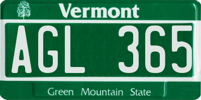 VT license plate AGL365