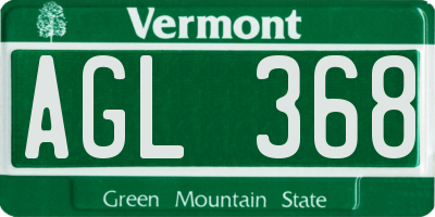 VT license plate AGL368