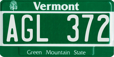 VT license plate AGL372