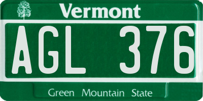 VT license plate AGL376