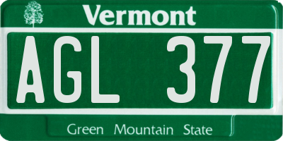 VT license plate AGL377
