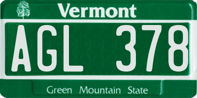VT license plate AGL378
